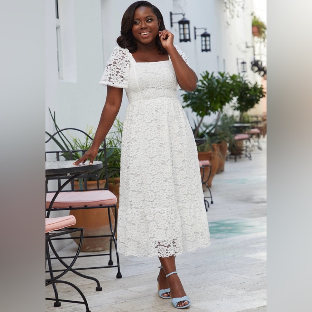 Draper James Carrie Midi White Lace Dress 💗